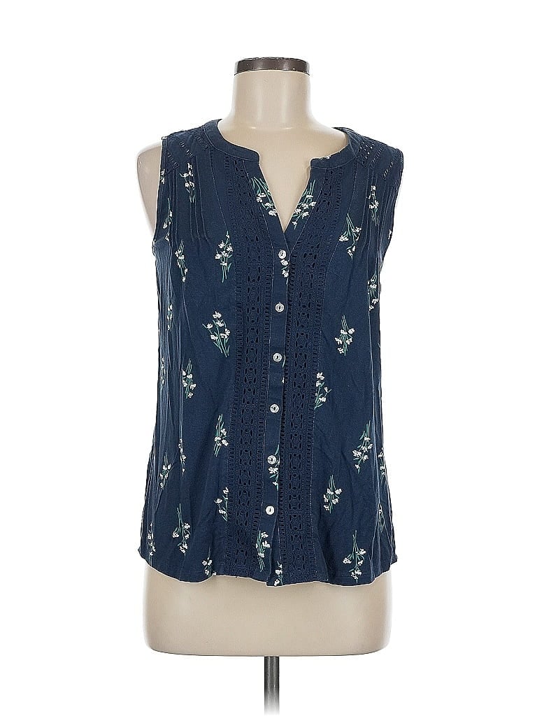 DANIEL RAINN Pre-owned Sleeveless Button Down Shirt In Blue