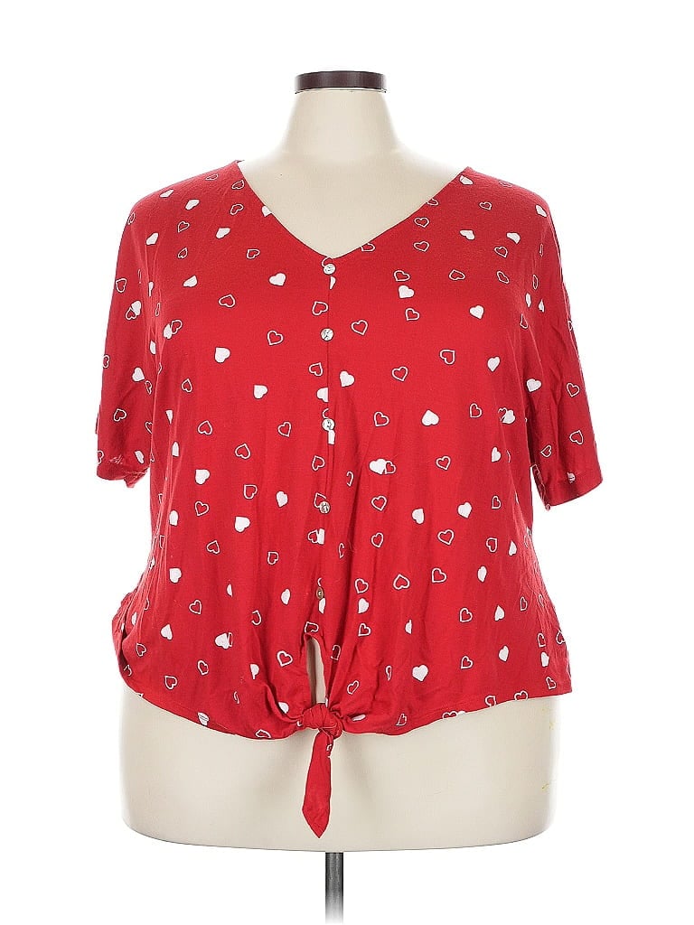 Pre-owned Truself Short Sleeve Blouse In Red