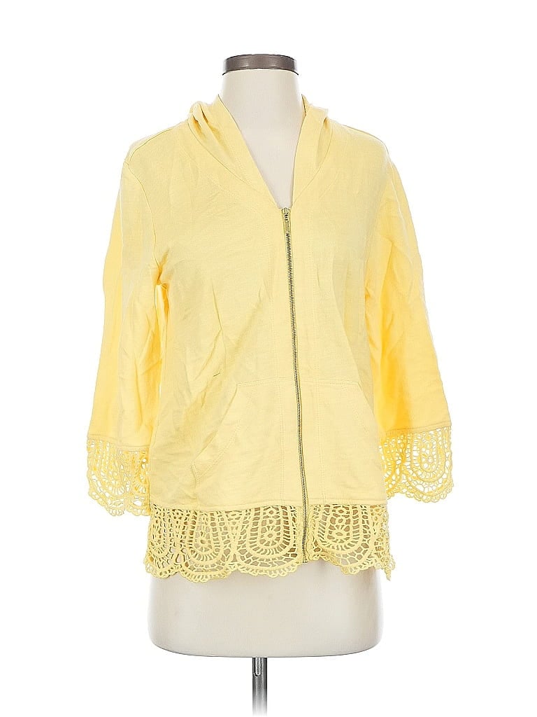 Pre-owned Zenergy By Chico's Cardigan Sweater In Yellow