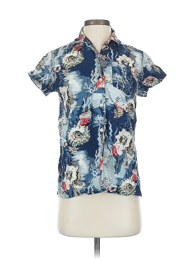Pre-owned Lizwear By Liz Claiborne Short Sleeve Blouse In Blue