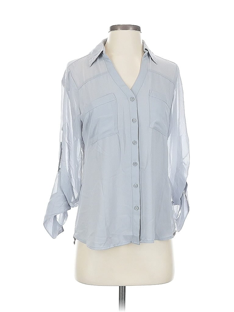 Pre-owned Express 3/4 Sleeve Blouse In Gray