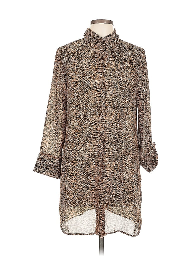 Pre-owned Investments 3/4 Sleeve Blouse In Brown