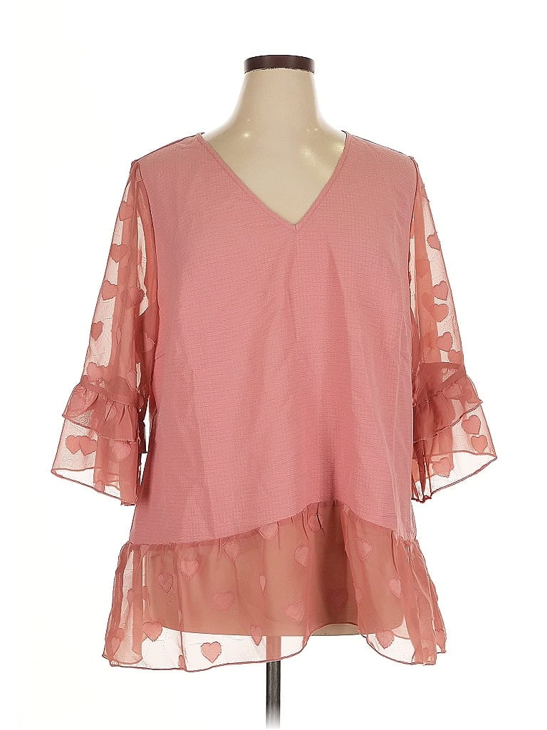 Pre-owned Bloomchic 3/4 Sleeve Blouse In Pink