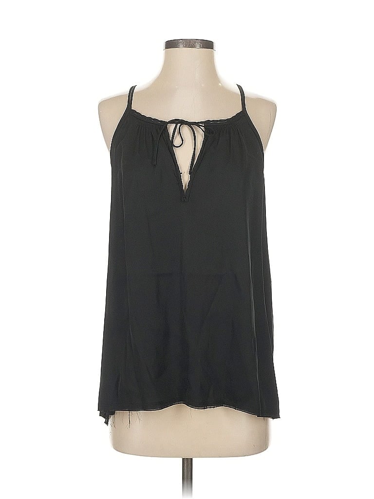 Pre-owned Vince Sleeveless Silk Top Black Halter Neckline Tops