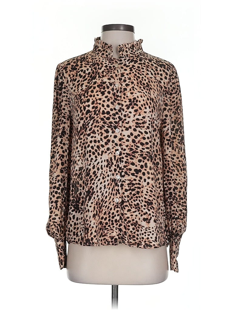 Pre-owned T Tahari Long Sleeve Blouse In Brown