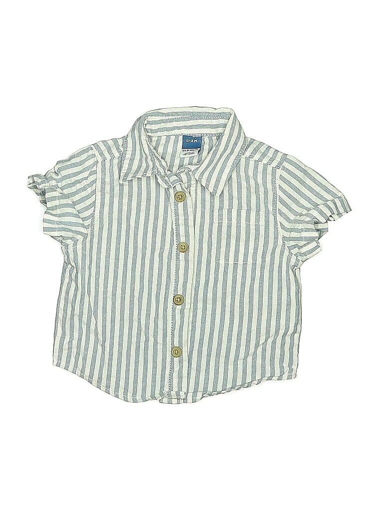 OLD NAVY Pre-owned Babies' Short Sleeve Button Down Shirt In Green