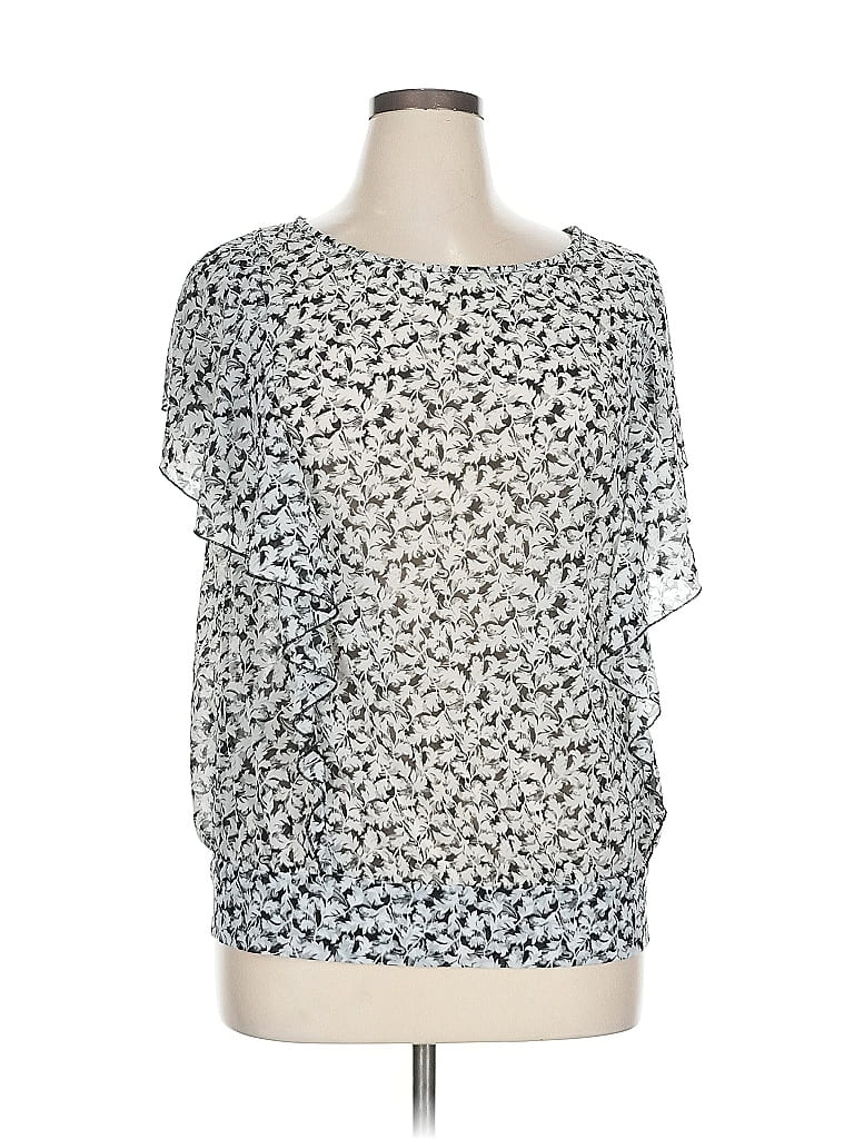 Pre-owned Lane Bryant Short Sleeve Blouse In Silver