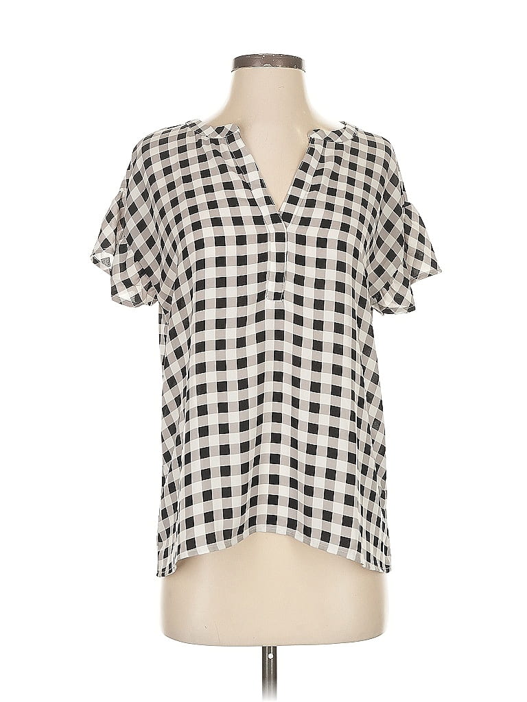 Pre-owned Ann Taylor Factory Short Sleeve Blouse In White