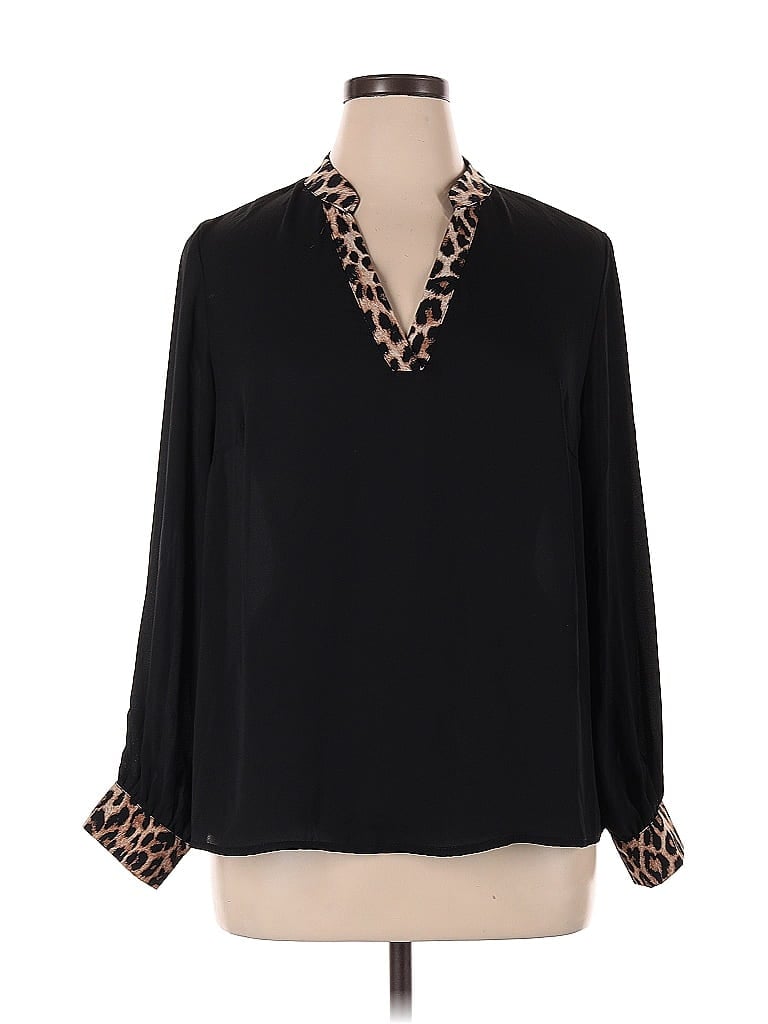 Pre-owned Shein Curve Long Sleeve Blouse In Black
