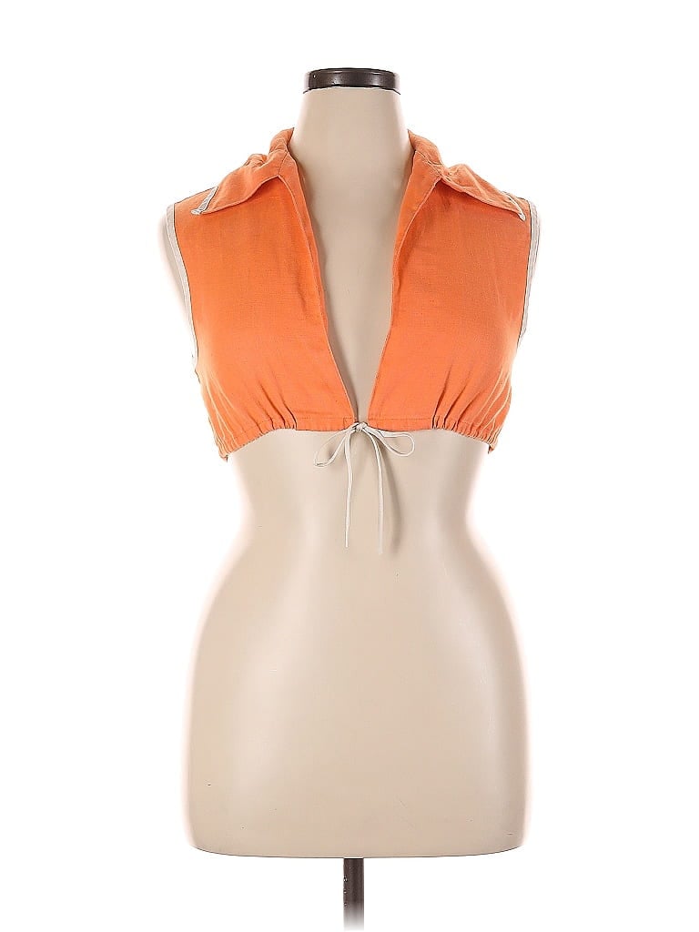 Pre-owned Matthew Bruch Sleeveless Blouse In Orange