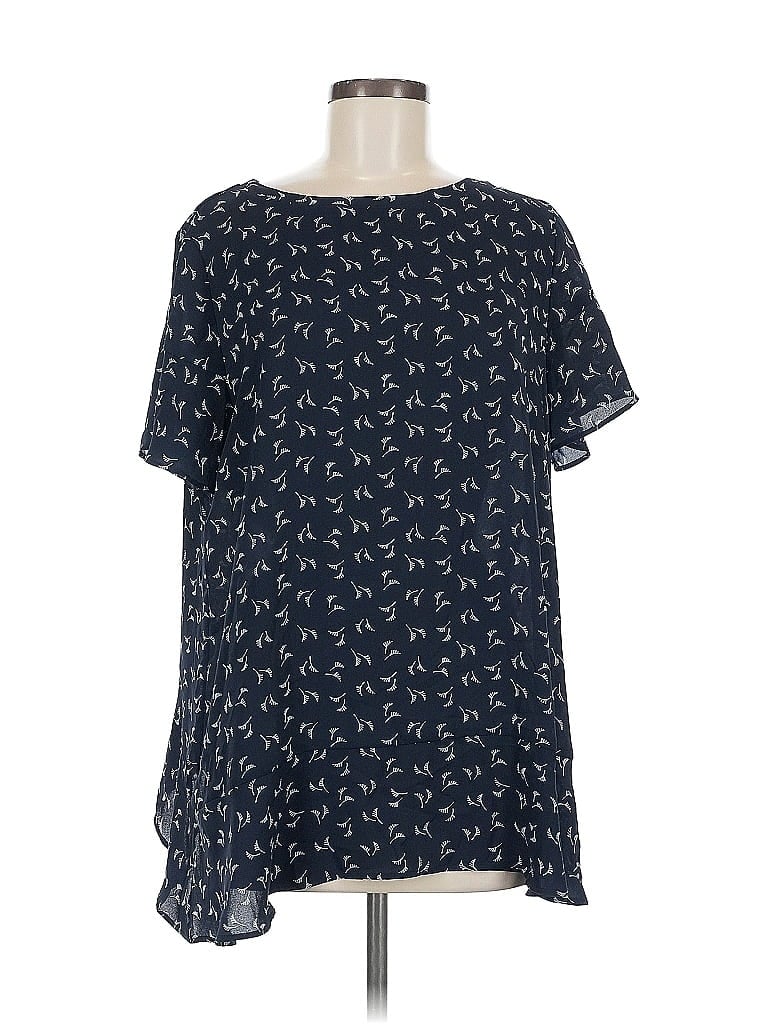 Pre-owned Ann Taylor Loft Short Sleeve Blouse In Blue