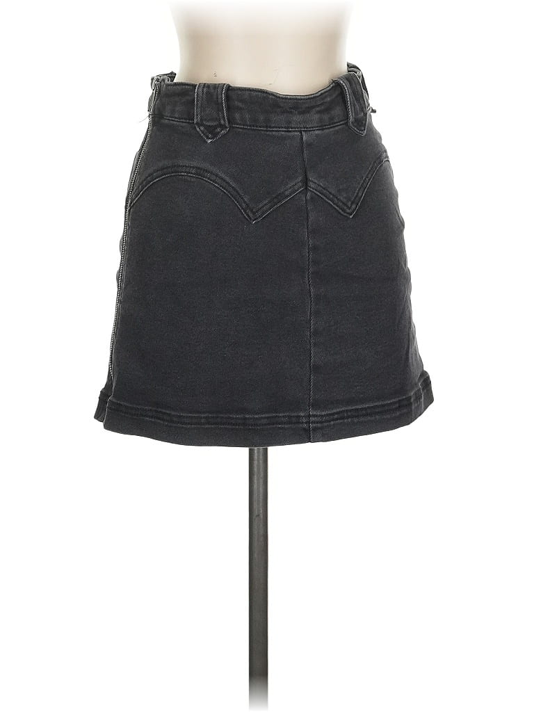 Pre-owned West Of Melrose Denim Skirt In Black