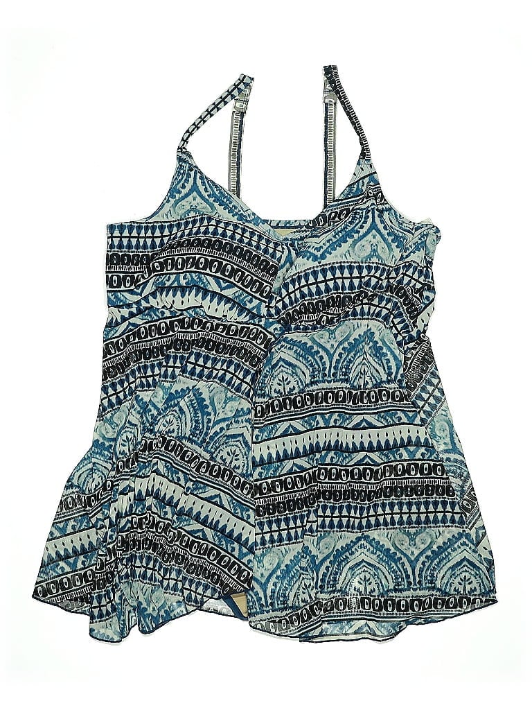 Pre-owned Swim By Cacique Swimsuit Top Blue Paisley Pattern Swimwear