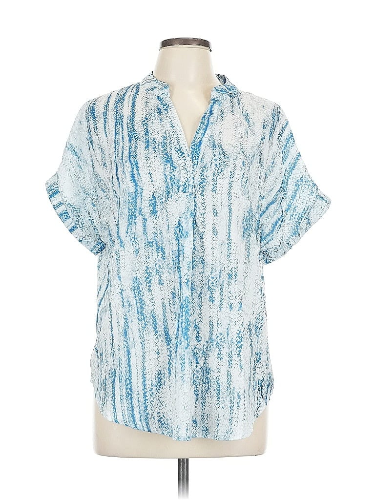 Pre-owned Unbranded Short Sleeve Blouse In Blue