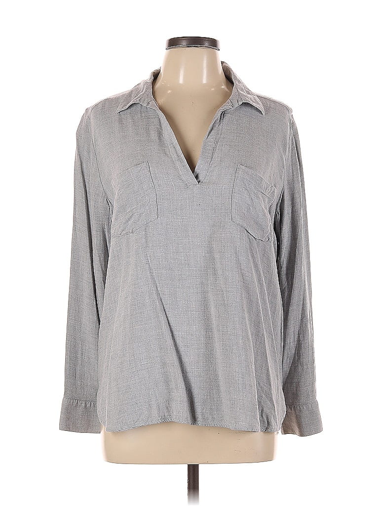 Pre-owned Ann Taylor Loft Outlet Long Sleeve Blouse In Gray