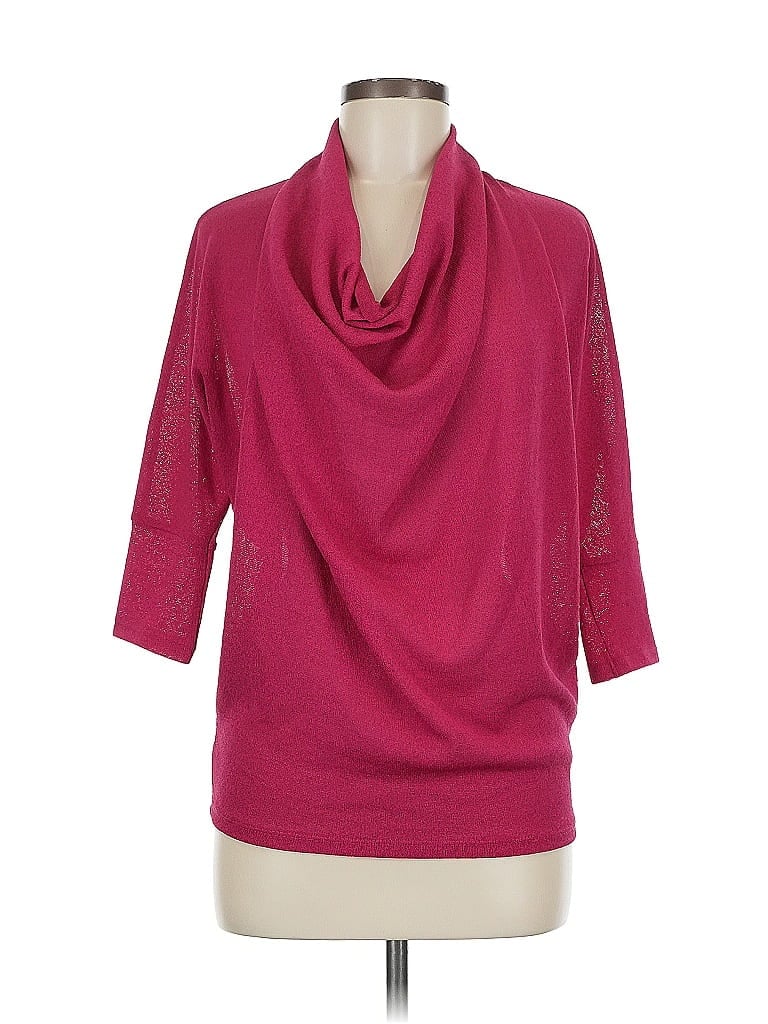 GALLERY Pre-owned 3/4 Sleeve Top Pink Cowl Neck Tops