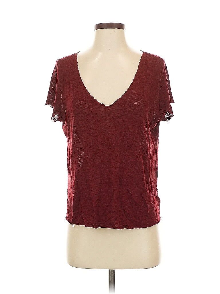 Pre-owned Project Social T Loves Urban Outfitters Short Sleeve Top Burgundy V Neck Tops
