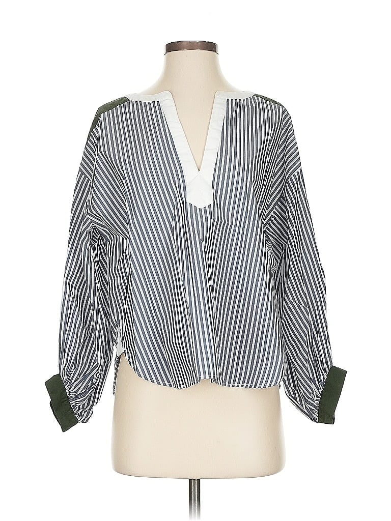Pre-owned Ann Taylor Loft 3/4 Sleeve Blouse In Silver