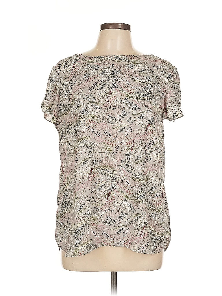 Pre-owned Ann Taylor Loft Outlet Short Sleeve Blouse In Gray