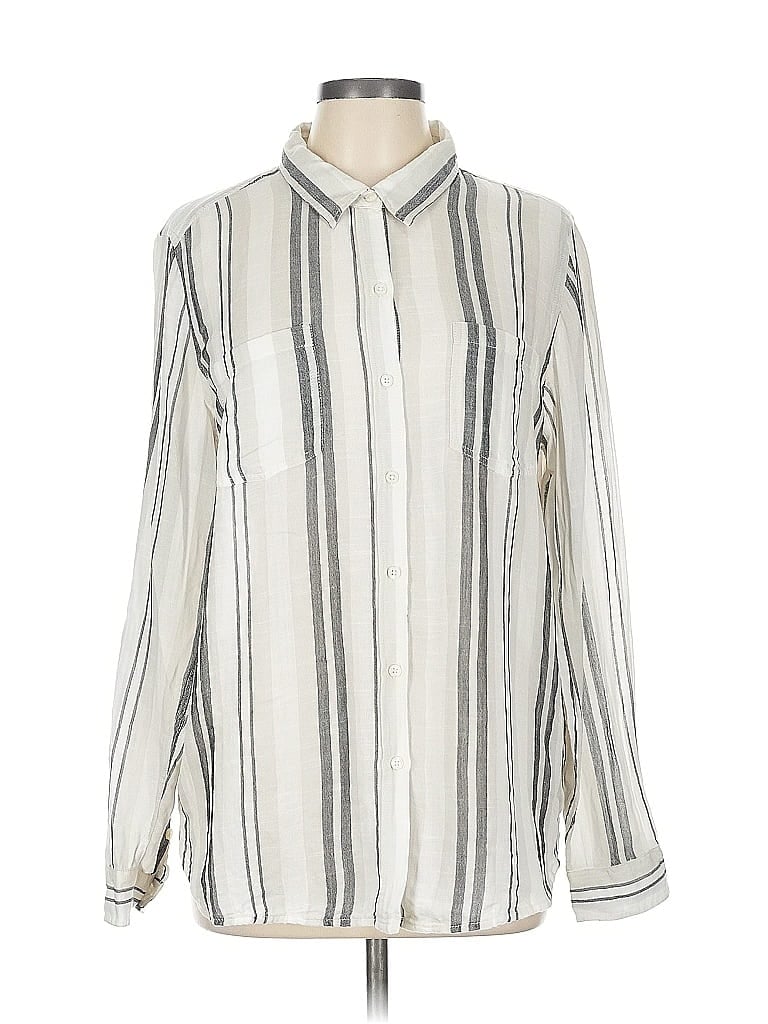 Pre-owned Lucky Brand Long Sleeve Blouse In White