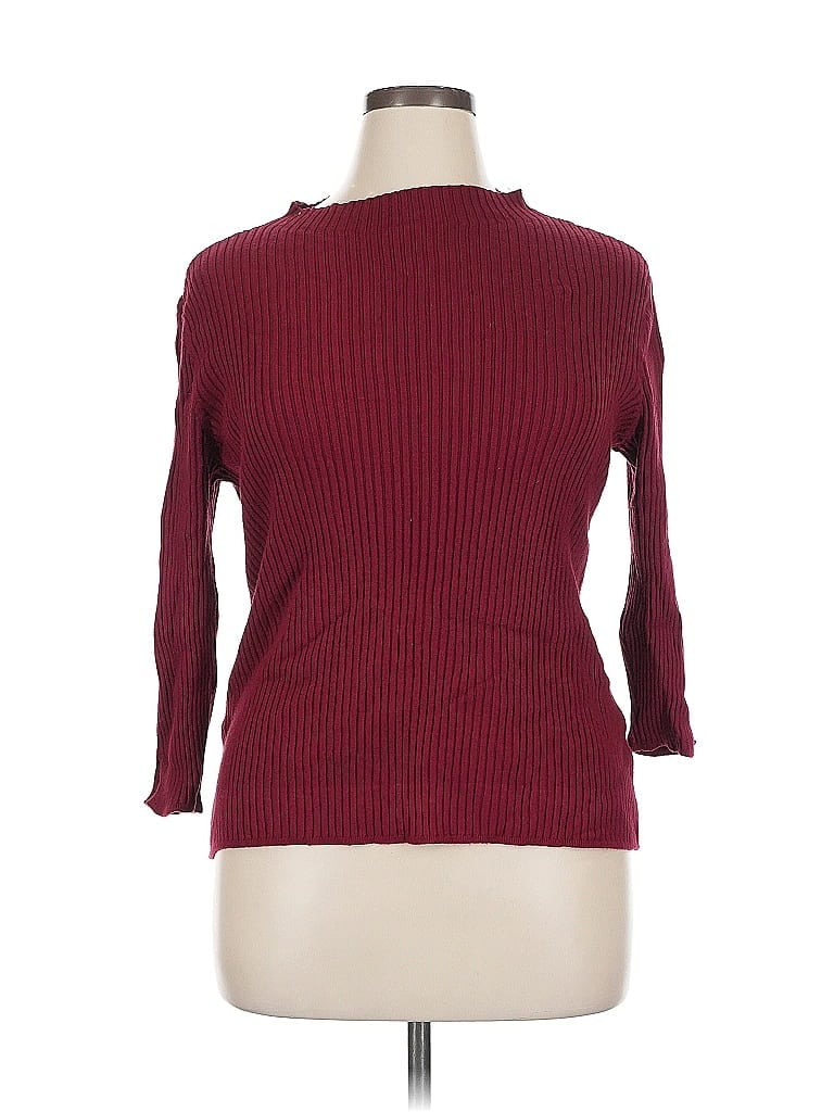 Pre-owned Roz & Ali 3/4 Sleeve T-shirt In Burgundy