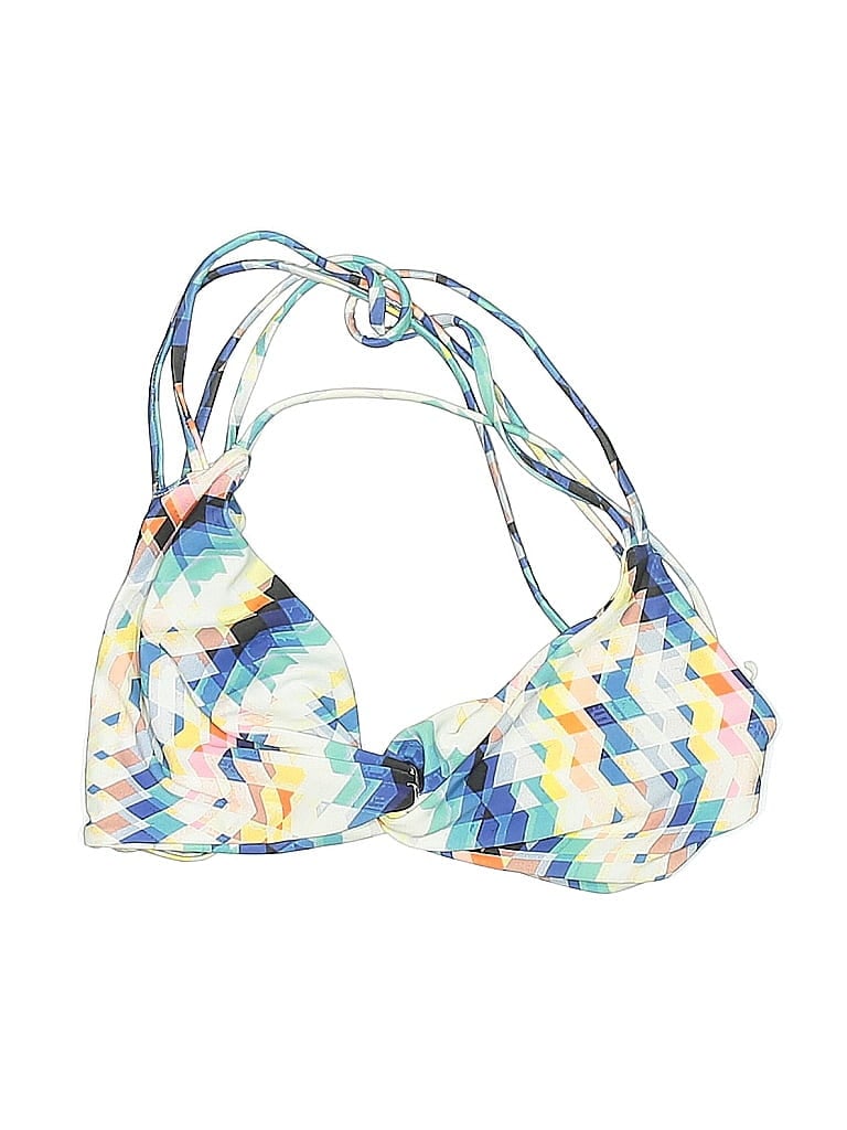 L*SPACE Pre-owned Swimsuit Top Blue Print Pattern Swimwear