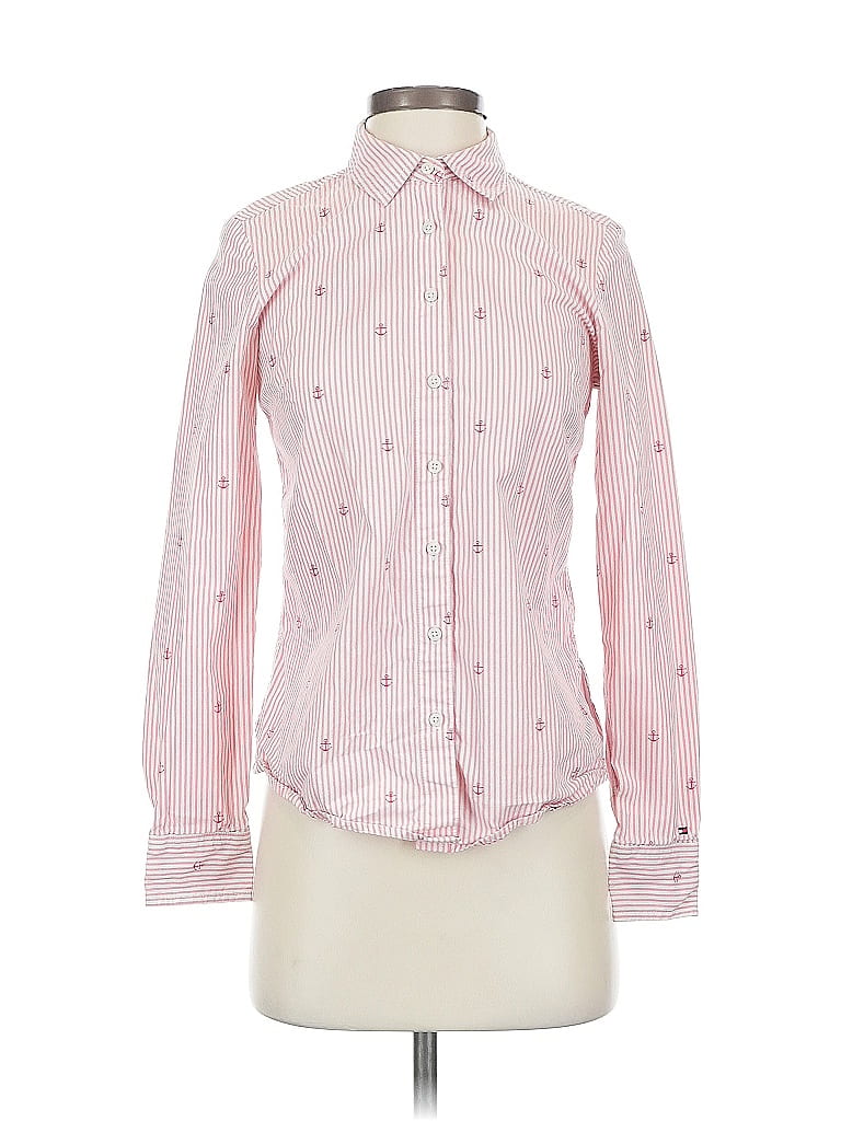 Pre-owned Tommy Hilfiger Long Sleeve Button Down Shirt In Pink