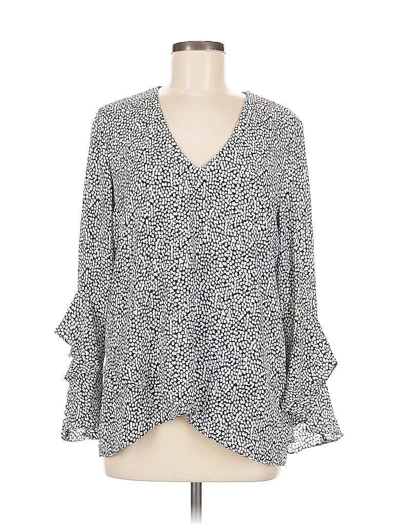 Pre-owned Vince Camuto Long Sleeve Blouse In Gray