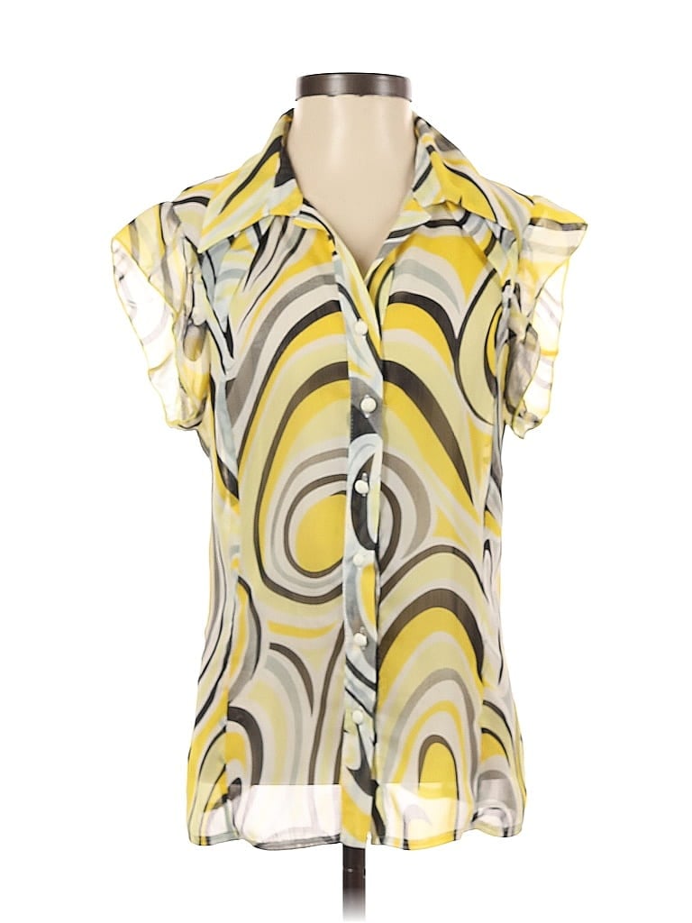 Pre-owned Assorted Brands Short Sleeve Blouse In Yellow