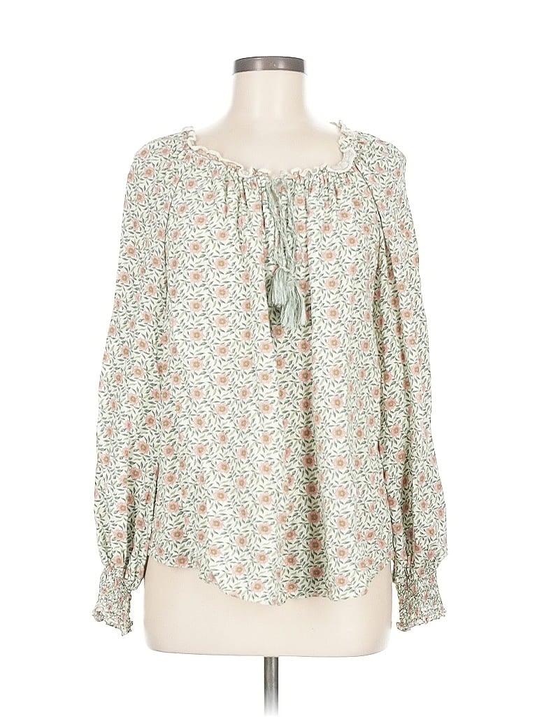 Pre-owned Max Studio Long Sleeve Blouse In Green