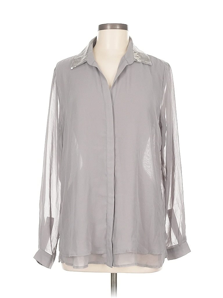 Pre-owned Pleione Long Sleeve Blouse In Gray