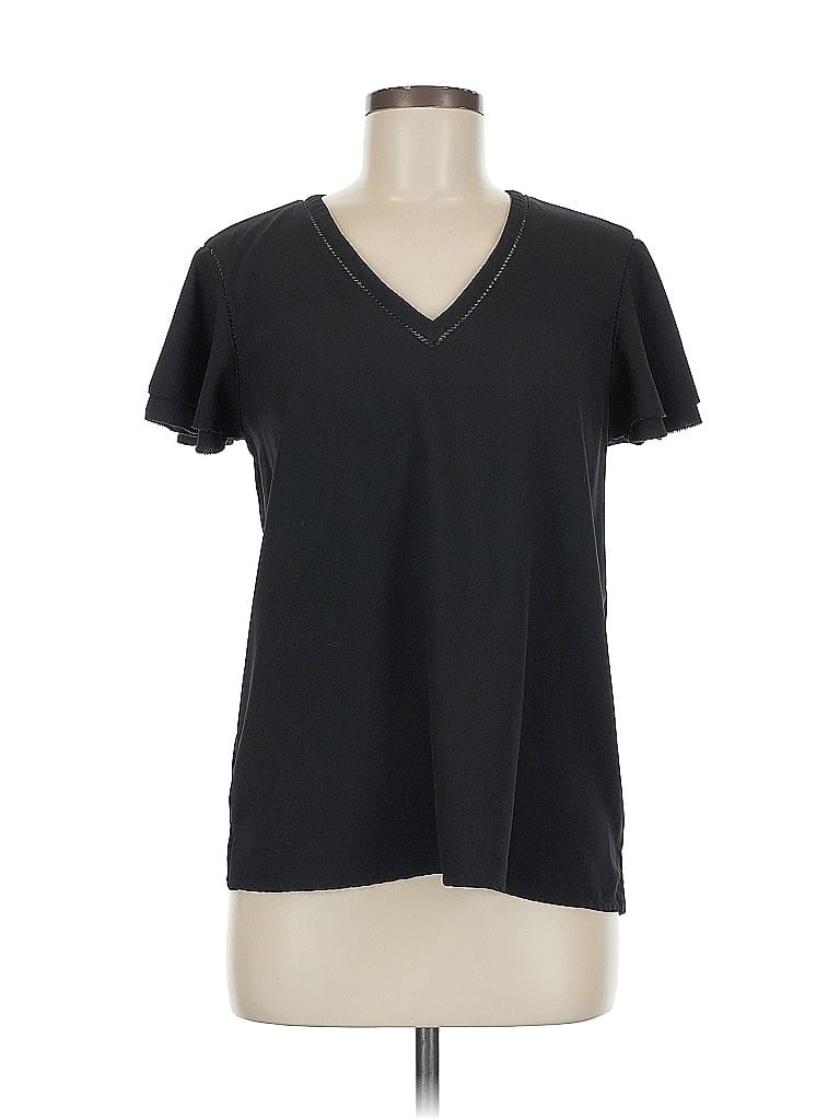 ANN TAYLOR Pre-owned Short Sleeve Top Black V Neck Tops