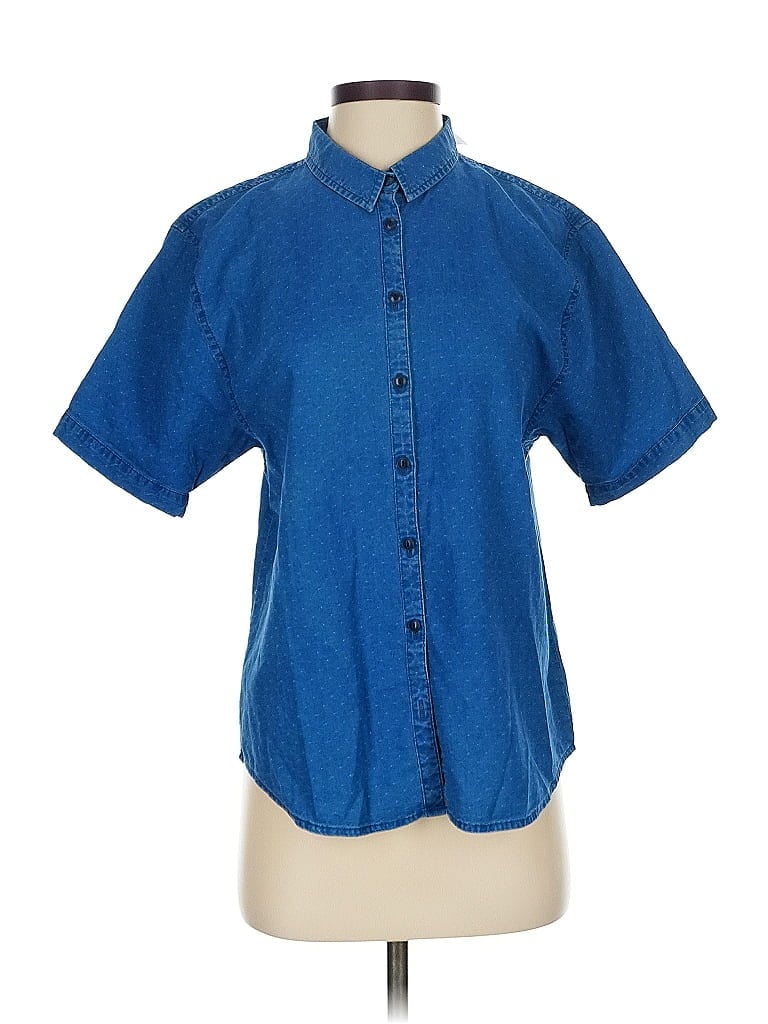 Pre-owned Madewell Short Sleeve Blouse In Blue