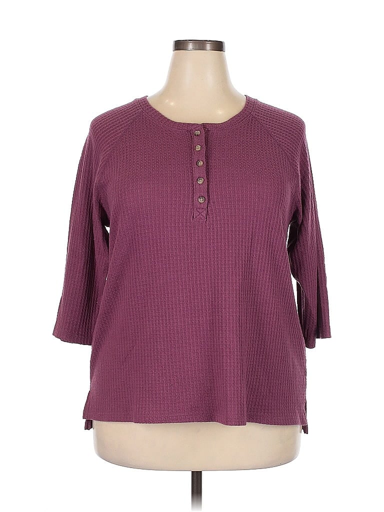 Pre-owned Sonoma Goods For Life Long Sleeve Henley Shirt In Burgundy