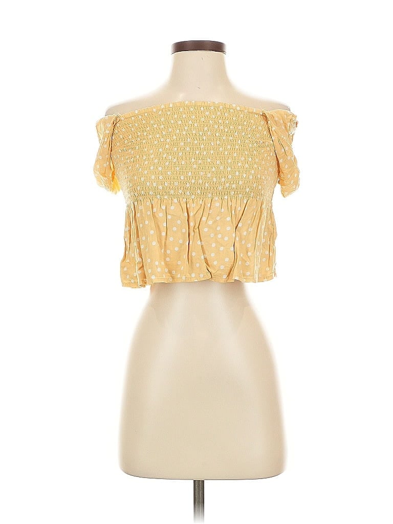 ABERCROMBIE & FITCH Pre-owned Short Sleeve Top Yellow Strapless Neckline Tops