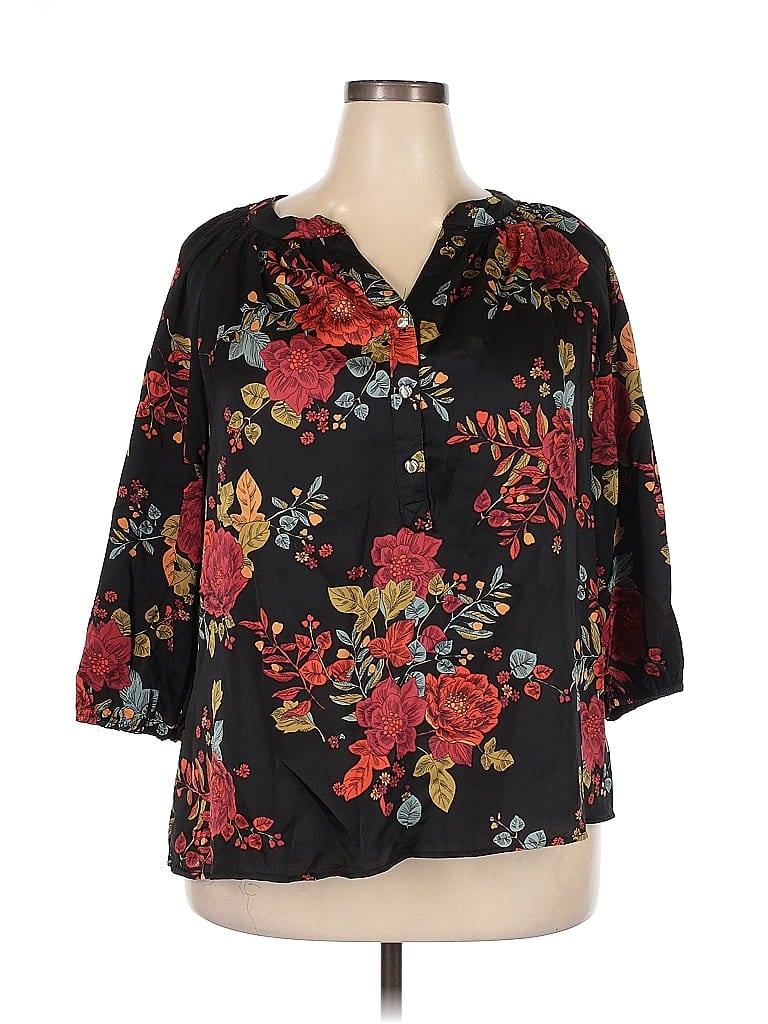Pre-owned Sara Michelle 3/4 Sleeve Blouse In Black