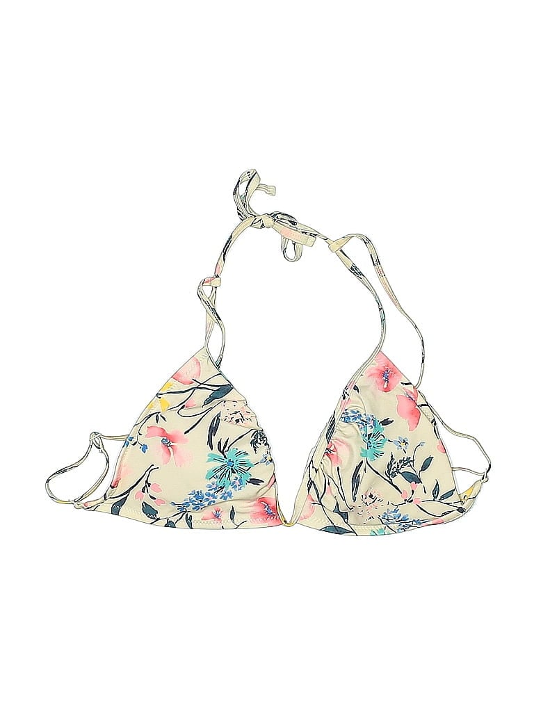 OLD NAVY Pre-owned Swimsuit Top Ivory Floral Pattern Swimwear In White