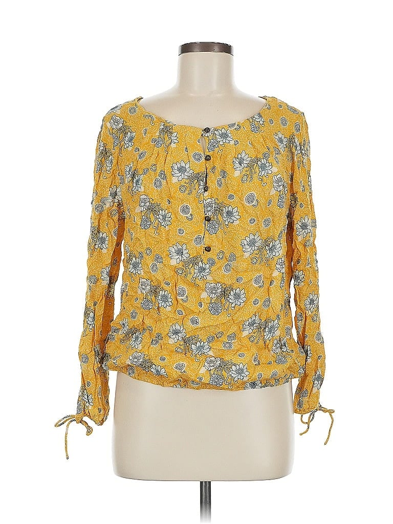 Pre-owned Lucky Brand Long Sleeve Blouse In Yellow