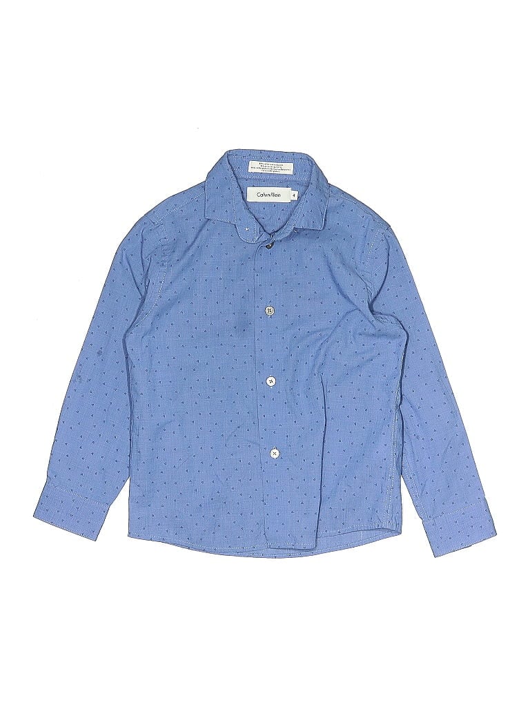 CALVIN KLEIN Pre-owned Kids' Long Sleeve Button Down Shirt In Blue
