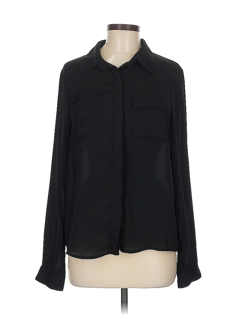 Pre-owned Lulus Long Sleeve Blouse In Black