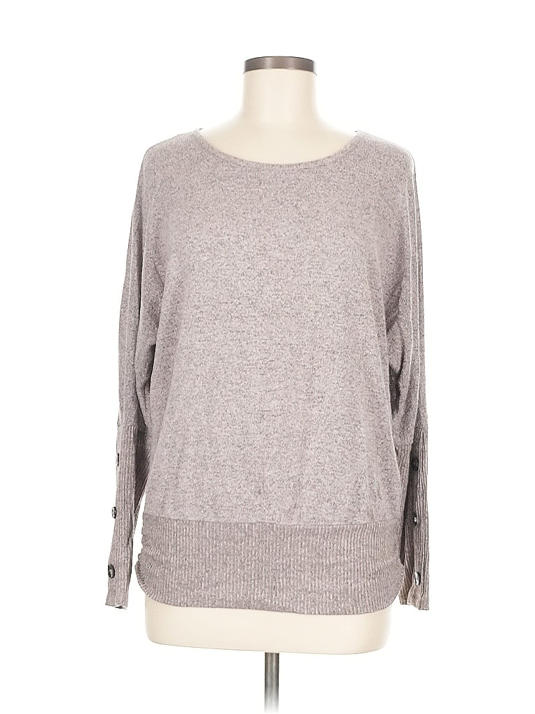 APT. 9 Pre-owned Long Sleeve Top Gray Boatneck Tops