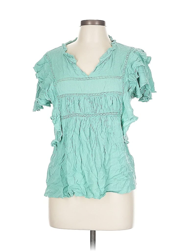 Pre-owned Cupio Short Sleeve Blouse In Blue
