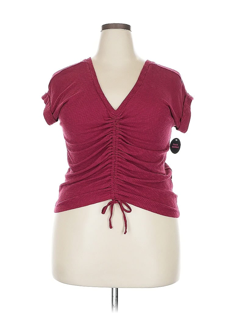 Pre-owned No Boundaries Short Sleeve Top Burgundy Sweetheart Neckline Tops