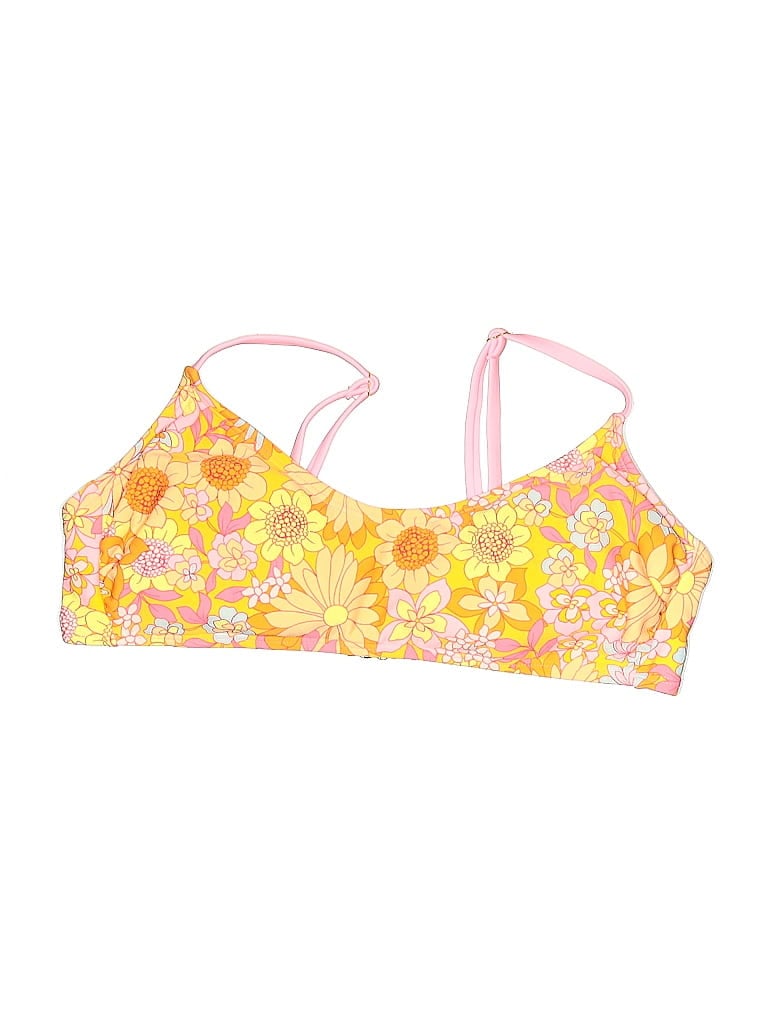 Pre-owned Wild Fable Swimsuit Top Yellow Floral Pattern Swimwear