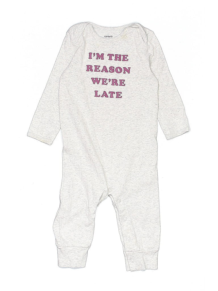 Pre-owned Carter's Babies' Long Sleeve Onesie In Gray