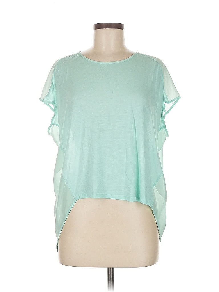Pre-owned Ambiance Apparel Short Sleeve Top Green Keyhole Neckline Tops
