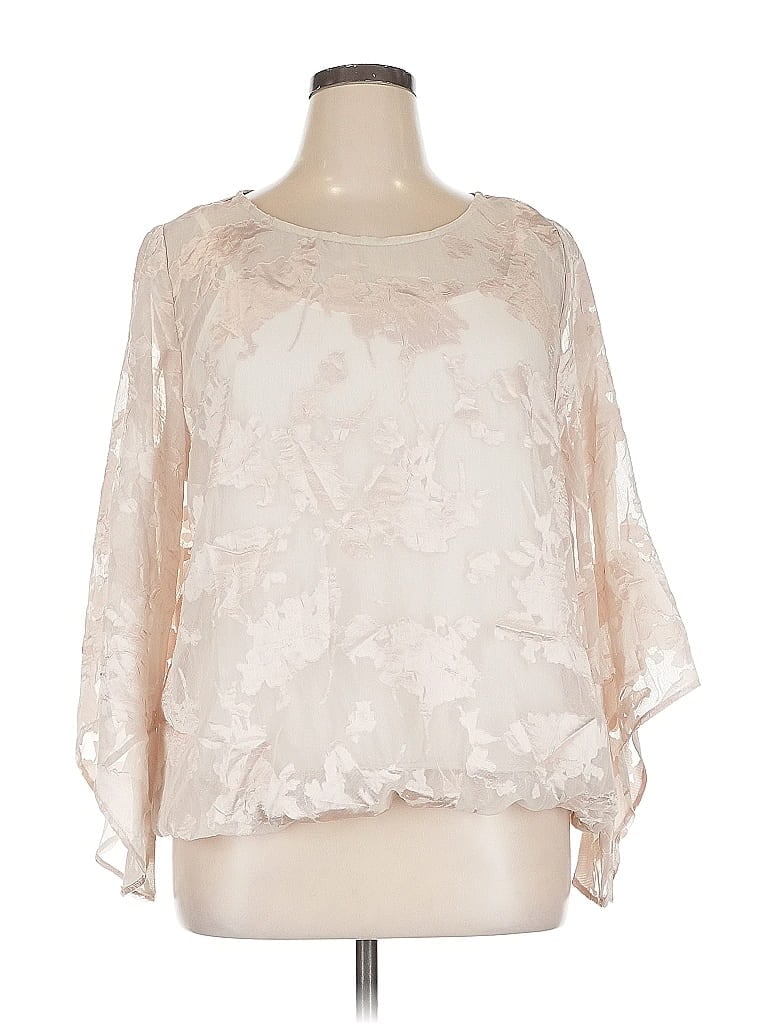 Pre-owned Roz & Ali 3/4 Sleeve Blouse In White