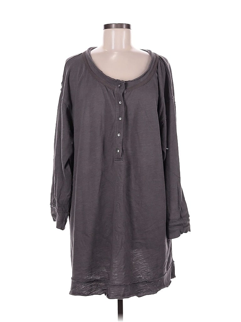 Intimately By Free People Long Sleeve Henley Shirt In Gray