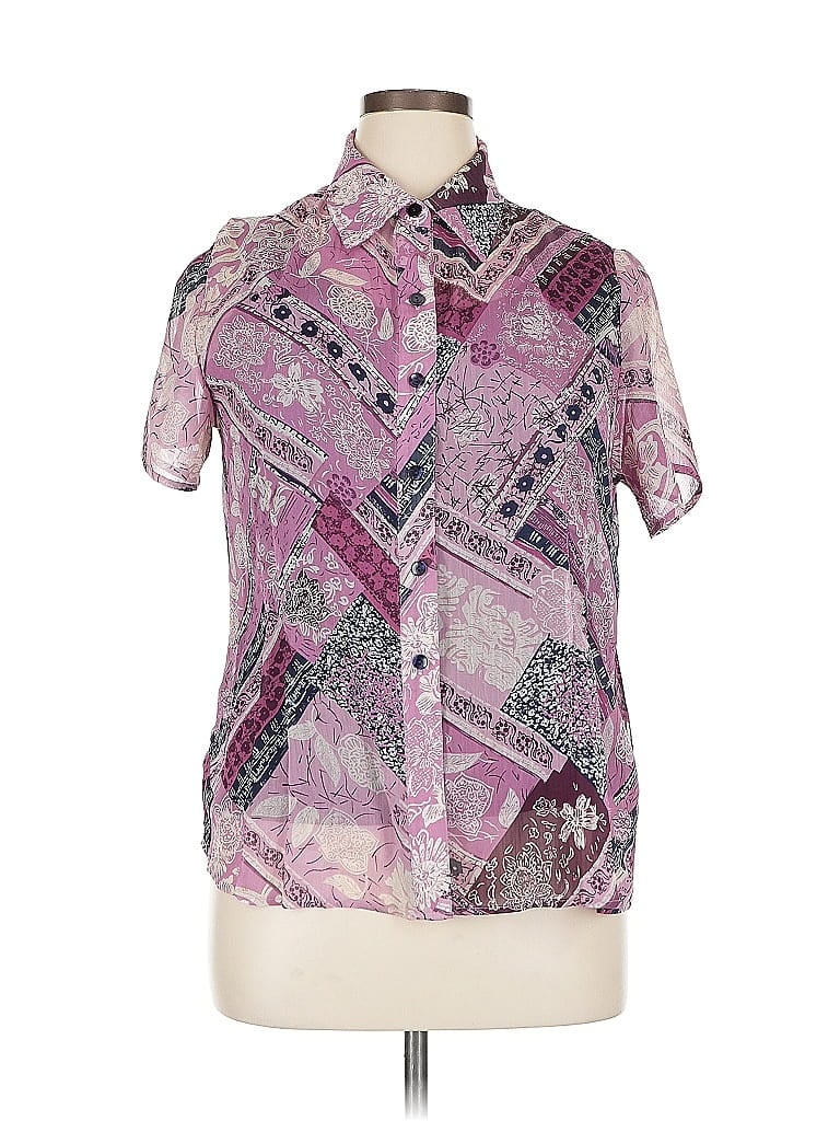 Pre-owned Willow Bay Short Sleeve Blouse In Purple