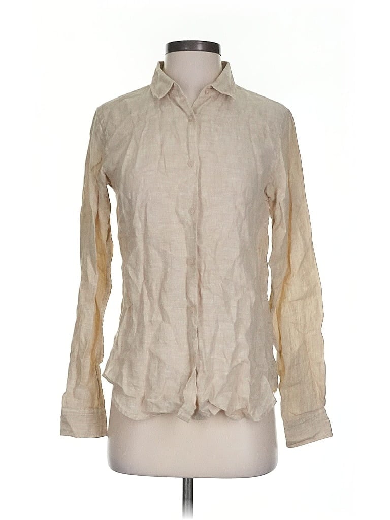 Pre-owned Uniqlo Long Sleeve Blouse In White